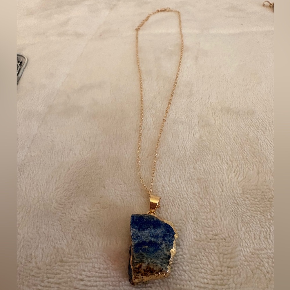 Raw Sodalite Gold Necklace – 16-18” Adjustable Stainless Steel Chain | Boho